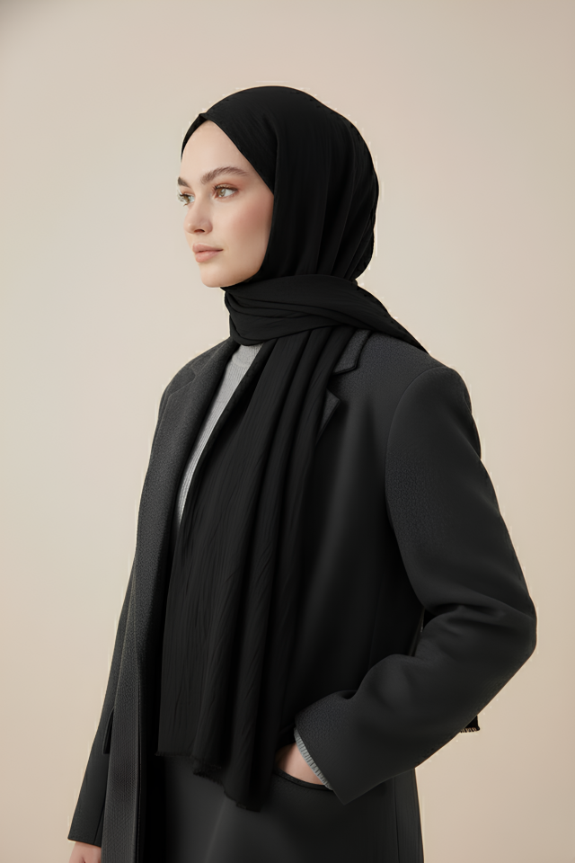 Bambu Pamuk Konfor Şal Siyah