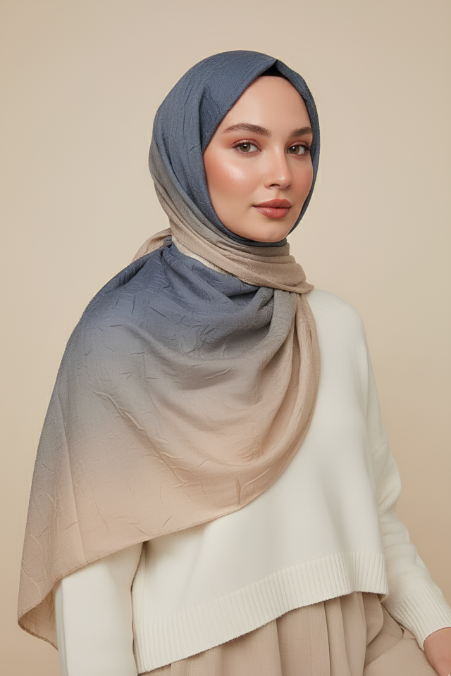Degrade Konfor Şal Mavi
