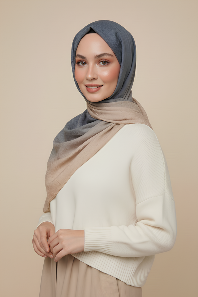 Degrade Konfor Şal Mavi