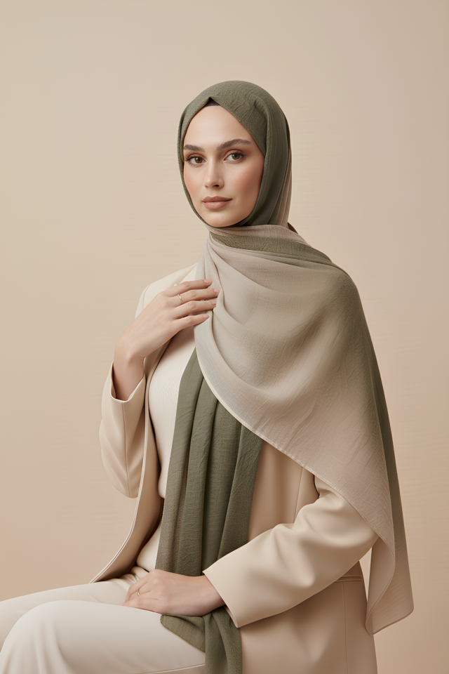 Degrade Konfor Şal Haki