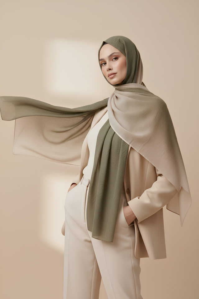 Degrade Konfor Şal Haki