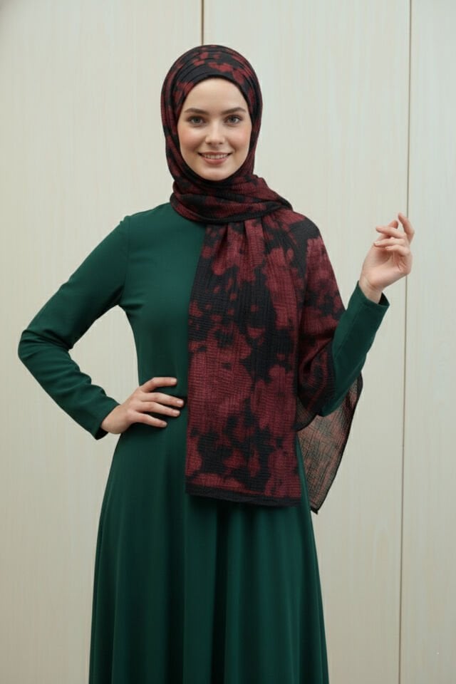 Leila Desen Müslin Şal Bordo