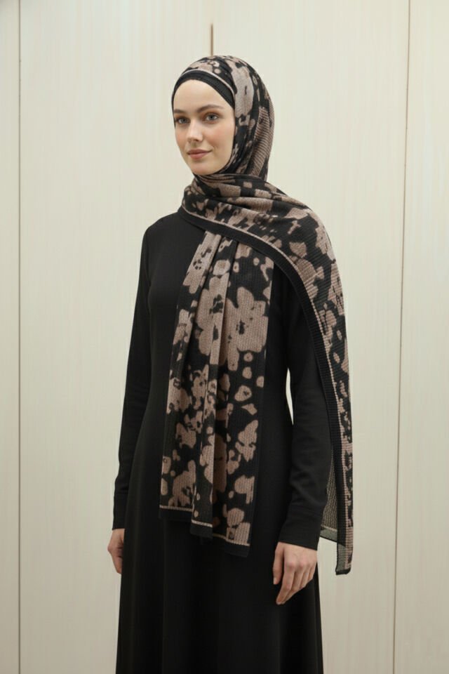 Leila Desen Müslin Şal Siyah