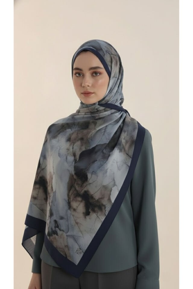 Tasarım İpeksi Lilya Şal Lacivert
