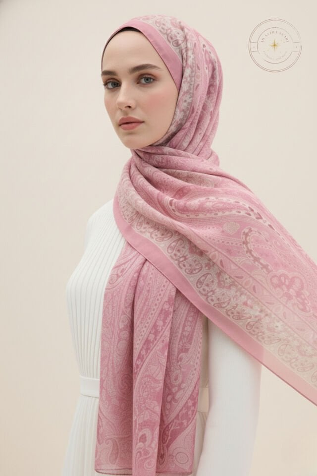 Parla Desen Soft Şal Pembe - 75 X 185