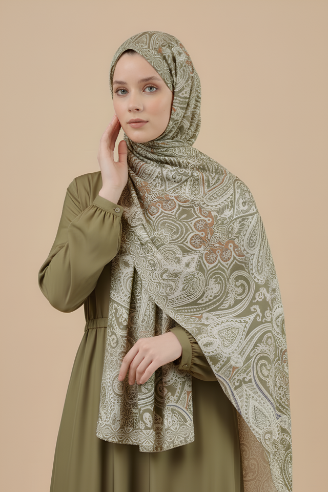 Tasarım İpeksi Şal Lara Yeşil