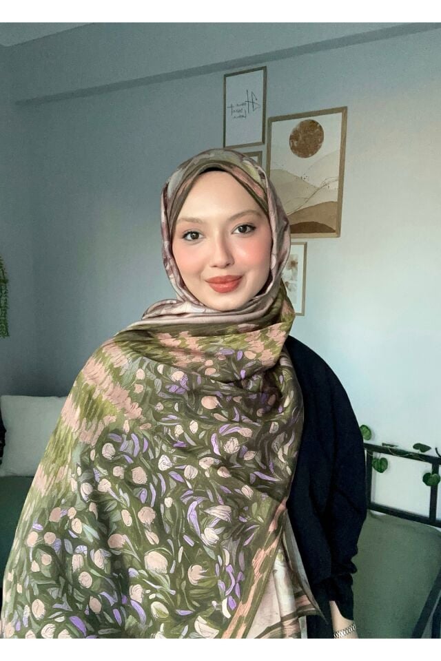 Tasarım İpek Şal Yeşil