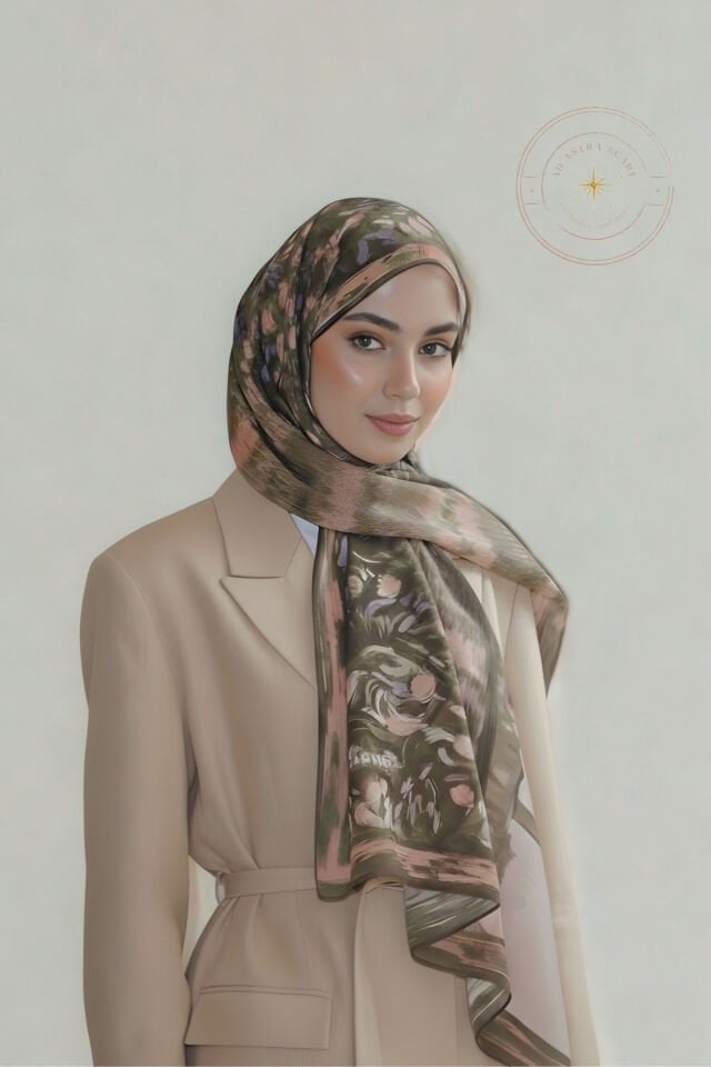 Tasarım İpek Şal Yeşil